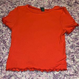 Crop top with ruffled bottom